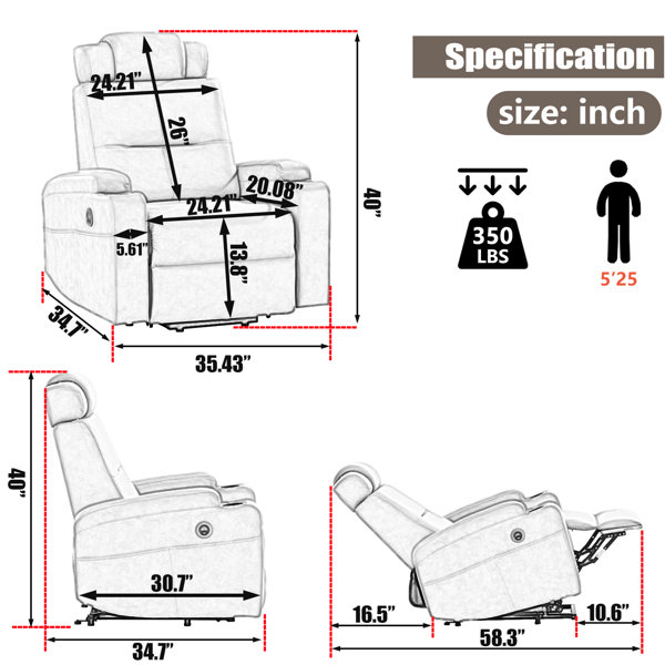 Recliner discount chair dimensions